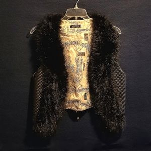 Choies Open Front Faux Leather Vest